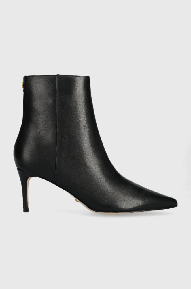 Шкіряні черевики Guess BRAYAN жіночі колір чорний на шпильці FL8BRN LEA10