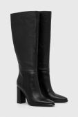 Шкіряні чоботи Guess LANNIE жіночі колір чорний каблук блок FL8LNN LEA11