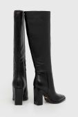 Шкіряні чоботи Guess LANNIE жіночі колір чорний каблук блок FL8LNN LEA11