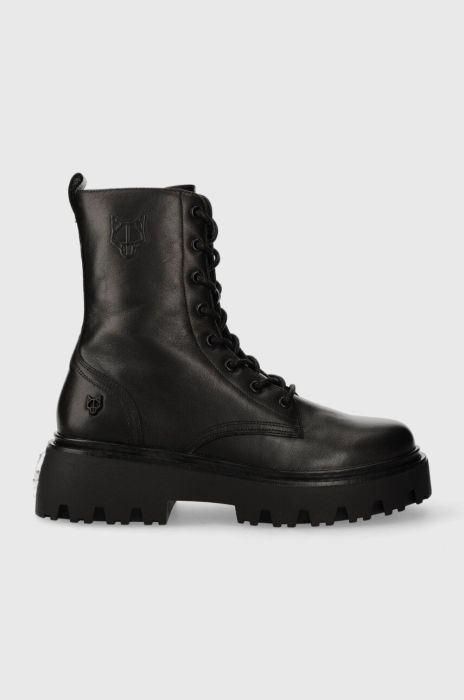 Шкіряні черевики Naked Wolfe Faithful жіночі колір чорний на плоскому ходу