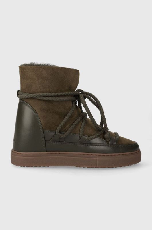 Шкіряні чоботи Inuikii Classic Wedge колір зелений 75203-005