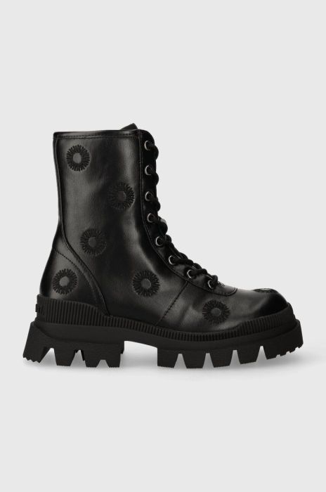 Черевики Desigual жіночі колір чорний на плоскому ходу 23WSTP14.2000