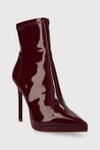 Черевики Steve Madden Kaylani жіночі колір бордовий на шпильці SM19000030 Черевики Steve Madden Kaylani жіночі колір бордовий на шпильці SM19000030