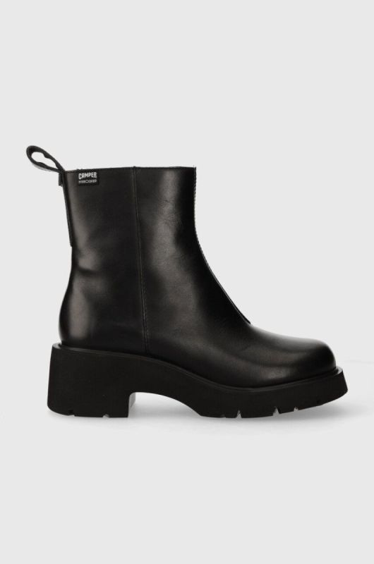 Шкіряні черевики Camper Milah жіночі колір чорний на платформі K400725.001