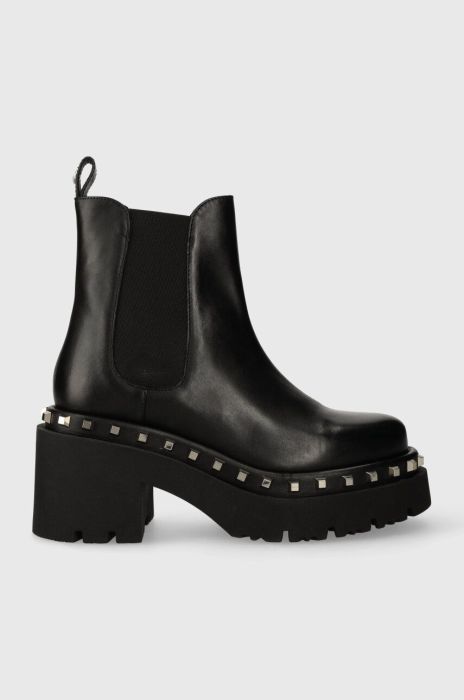 Шкіряні черевики Patrizia Pepe жіночі колір чорний каблук блок 2Y0007 L078 K103 Шкіряні черевики Patrizia Pepe жіночі колір чорний каблук блок 2Y0007 L078 K103