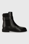 Шкіряні черевики Tory Burch DOUBLE T CHELSEA BOOT жіночі колір чорний на плоскому ходу 152831-004 Шкіряні черевики Tory Burch DOUBLE T CHELSEA BOOT жіночі колір чорний на плоскому ходу 152831-004