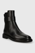 Шкіряні черевики Tory Burch DOUBLE T CHELSEA BOOT жіночі колір чорний на плоскому ходу 152831-004