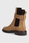 Шкіряні черевики Tory Burch DOUBLE T CHELSEA BOOT жіночі колір коричневий на плоскому ходу 152831-200
