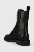 Шкіряні черевики Tory Burch DOUBLE T COMBAT BOOT жіночі колір чорний на плоскому ходу 154336-006