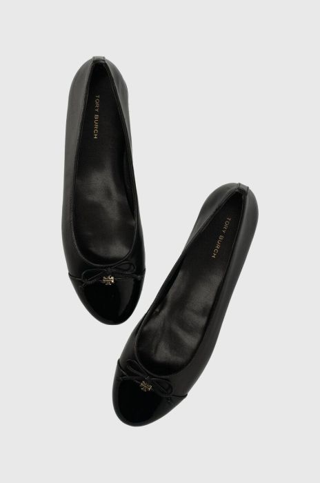 Шкіряні балетки Tory Burch CAP-TOE BALLET колір чорний  154511-004