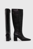 Шкіряні чоботи Tory Burch BANANA TALL BOOT жіночі колір чорний каблук блок 154529-006