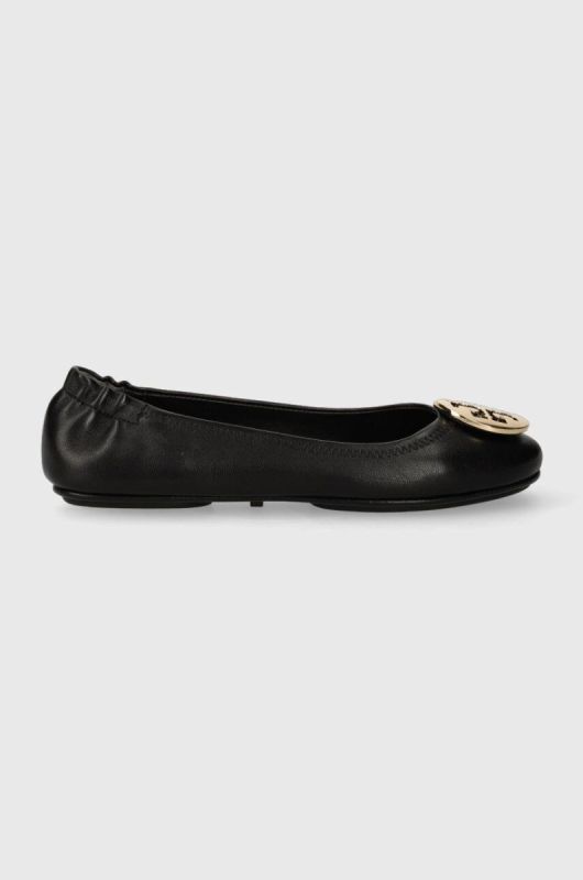 Шкіряні балетки Tory Burch MINNIE TRAVEL BALLET колір чорний  50393-013