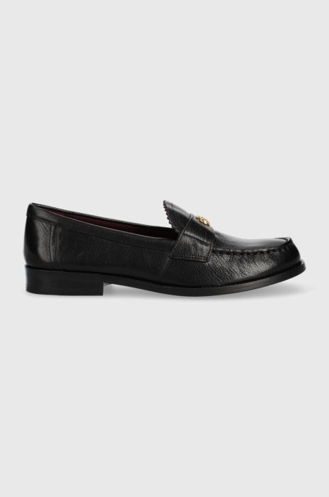 Шкіряні мокасини Tory Burch CLASSIC LOAFER жіночі колір чорний на плоскому ходу 150907-006