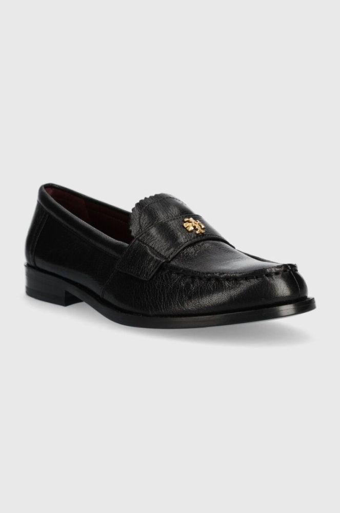 Шкіряні мокасини Tory Burch CLASSIC LOAFER жіночі колір чорний на плоскому ходу 150907-006 фото 2