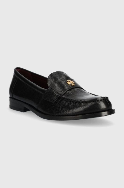 Шкіряні мокасини Tory Burch CLASSIC LOAFER жіночі колір чорний на плоскому ходу 150907-006 фото 2