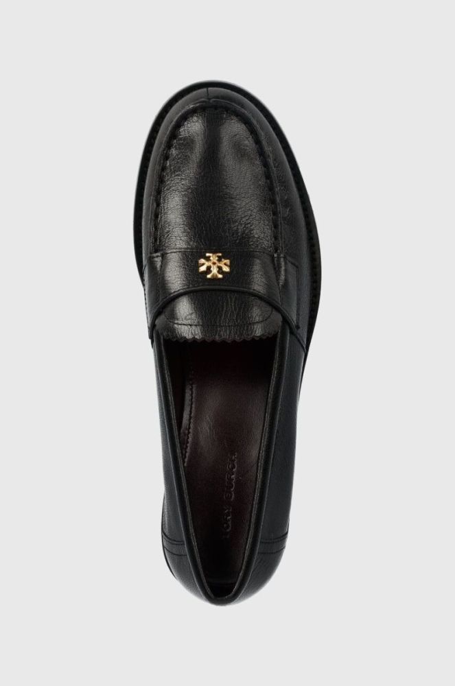 Шкіряні мокасини Tory Burch CLASSIC LOAFER жіночі колір чорний на плоскому ходу 150907-006 фото 4