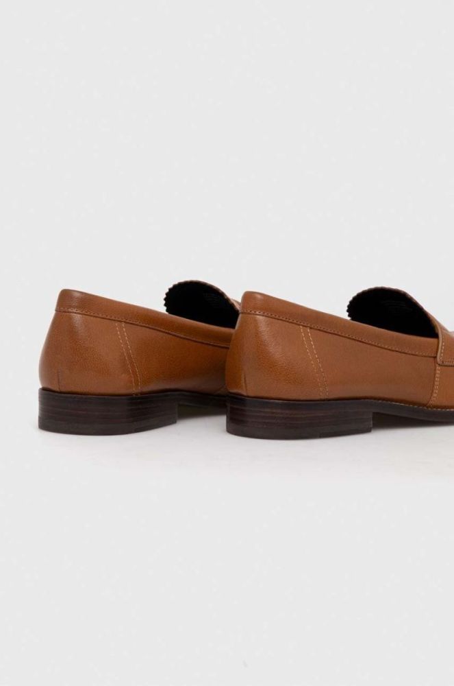 Шкіряні мокасини Tory Burch CLASSIC LOAFER жіночі колір коричневий на плоскому ходу 150907-250 фото 3