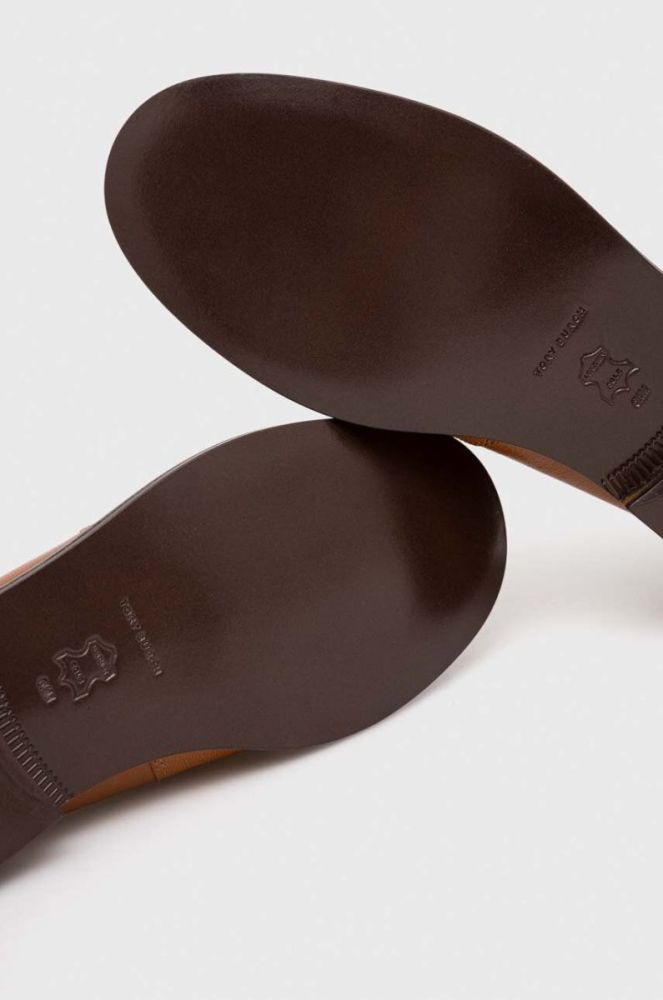 Шкіряні мокасини Tory Burch CLASSIC LOAFER жіночі колір коричневий на плоскому ходу 150907-250 фото 5
