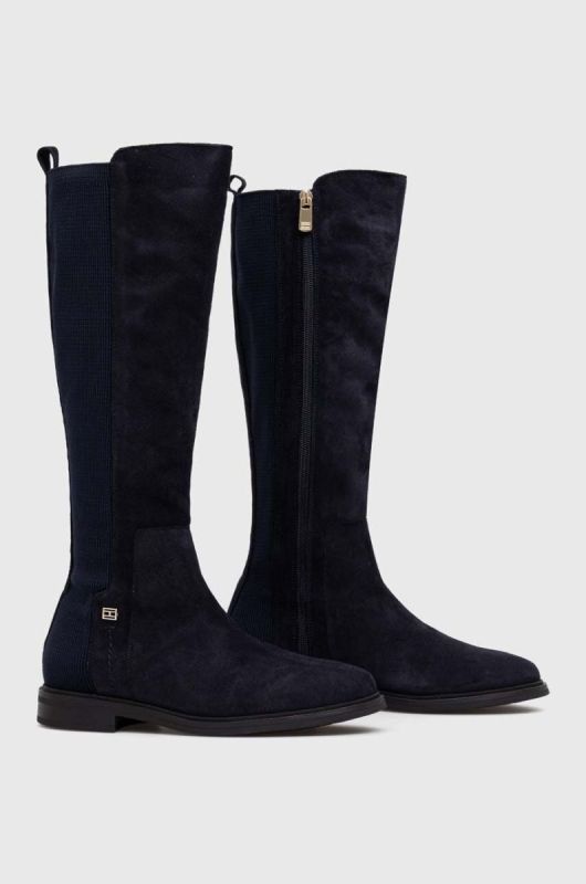 Чоботи Tommy Hilfiger TOMMY ESSENTIALS LONGBOOT жіночі колір синій на плоскому ходу FW0FW07476 фото 2