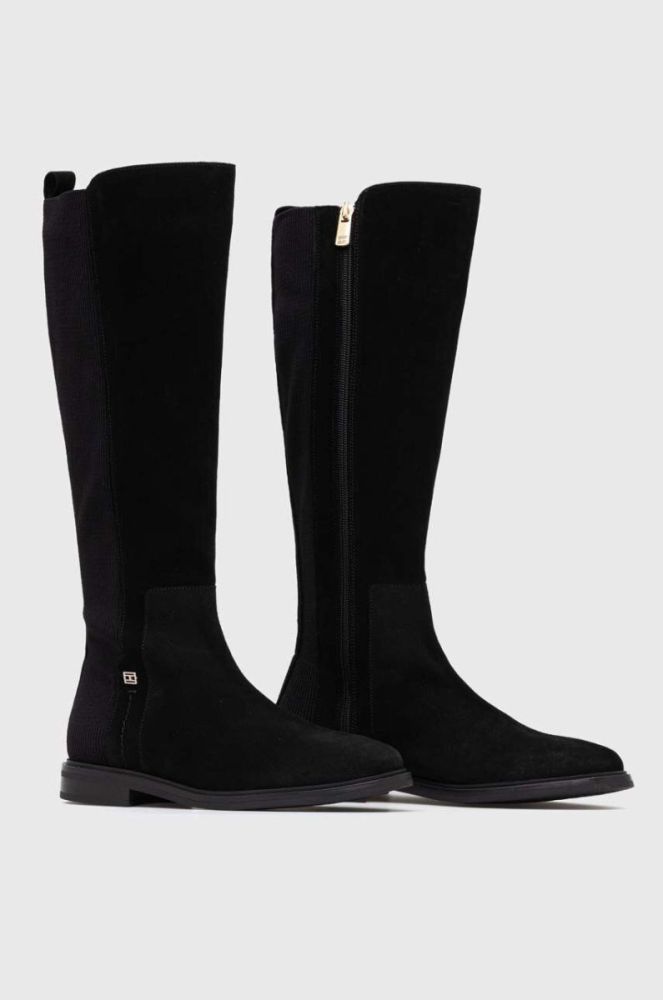 Чоботи Tommy Hilfiger TOMMY ESSENTIALS LONGBOOT жіночі колір чорний на плоскому ходу FW0FW07476 фото 2