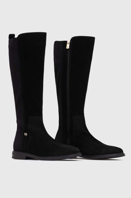 Чоботи Tommy Hilfiger TOMMY ESSENTIALS LONGBOOT жіночі колір чорний на плоскому ходу FW0FW07476 фото 2