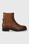 Шкіряні черевики Tommy Hilfiger ELEVATED ESSENT THERMO BOOTIE жіночі колір коричневий на плоскому ходу FW0FW07483 Шкіряні черевики Tommy Hilfiger ELEVATED ESSENT THERMO BOOTIE жіночі колір коричневий на плоскому ходу FW0FW07483