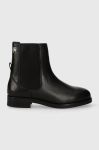 Шкіряні черевики Tommy Hilfiger ELEVATED ESSENT THERMO BOOTIE жіночі колір чорний на плоскому ходу FW0FW07483 Шкіряні черевики Tommy Hilfiger ELEVATED ESSENT THERMO BOOTIE жіночі колір чорний на плоскому ходу FW0FW07483