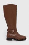 Шкіряні чоботи Tommy Hilfiger ELEVATED ESSENT THERMO LONGBOOT жіночі колір коричневий на плоскому ходу FW0FW07484 Шкіряні чоботи Tommy Hilfiger ELEVATED ESSENT THERMO LONGBOOT жіночі колір коричневий на плоскому ходу FW0FW07484
