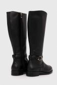 Шкіряні чоботи Tommy Hilfiger ELEVATED ESSENT THERMO LONGBOOT жіночі колір чорний на плоскому ходу FW0FW07484