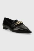 Шкіряні балетки Tommy Hilfiger TH CHAIN POINTY BALLERINA колір чорний  FW0FW07510