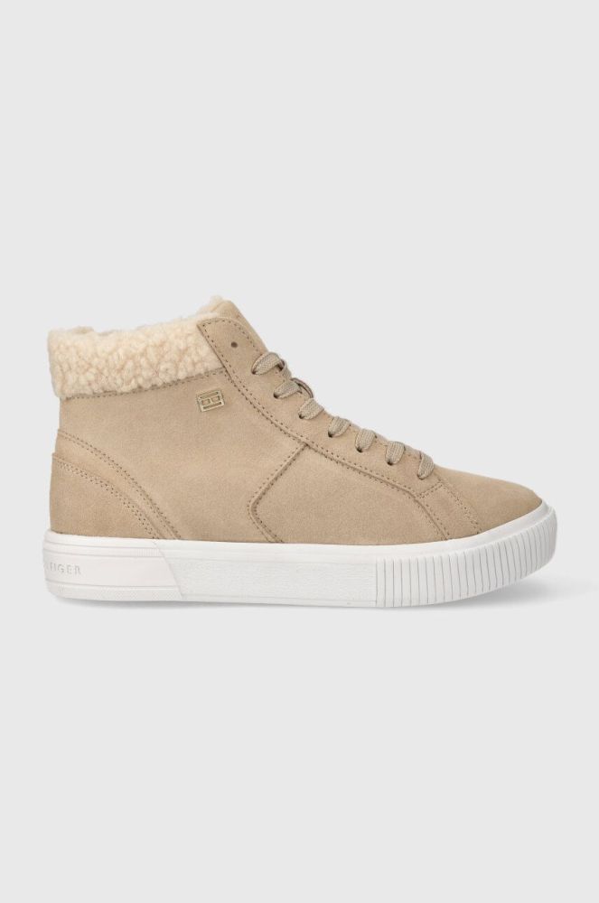 Замшеві кросівки Tommy Hilfiger VULC SUEDE SNEAKER HI колір бежевий FW0FW07549