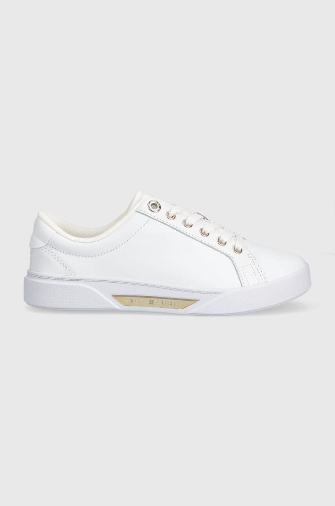 Шкіряні кросівки Tommy Hilfiger GOLDEN HW COURT SNEAKER колір білий FW0FW07560