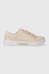 Шкіряні кросівки Tommy Hilfiger GOLDEN HW COURT SNEAKER колір бежевий FW0FW07560 Шкіряні кросівки Tommy Hilfiger GOLDEN HW COURT SNEAKER колір бежевий FW0FW07560