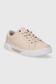 Шкіряні кросівки Tommy Hilfiger GOLDEN HW COURT SNEAKER колір бежевий FW0FW07560