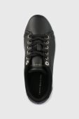 Шкіряні кросівки Tommy Hilfiger GOLDEN HW COURT SNEAKER колір чорний FW0FW07560