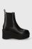 Шкіряні черевики Tommy Hilfiger ELEVATED WEDGE BOOTIE жіночі колір чорний на танкетці FW0FW07657