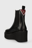 Шкіряні черевики Tommy Hilfiger ELEVATED WEDGE BOOTIE жіночі колір чорний на танкетці FW0FW07657