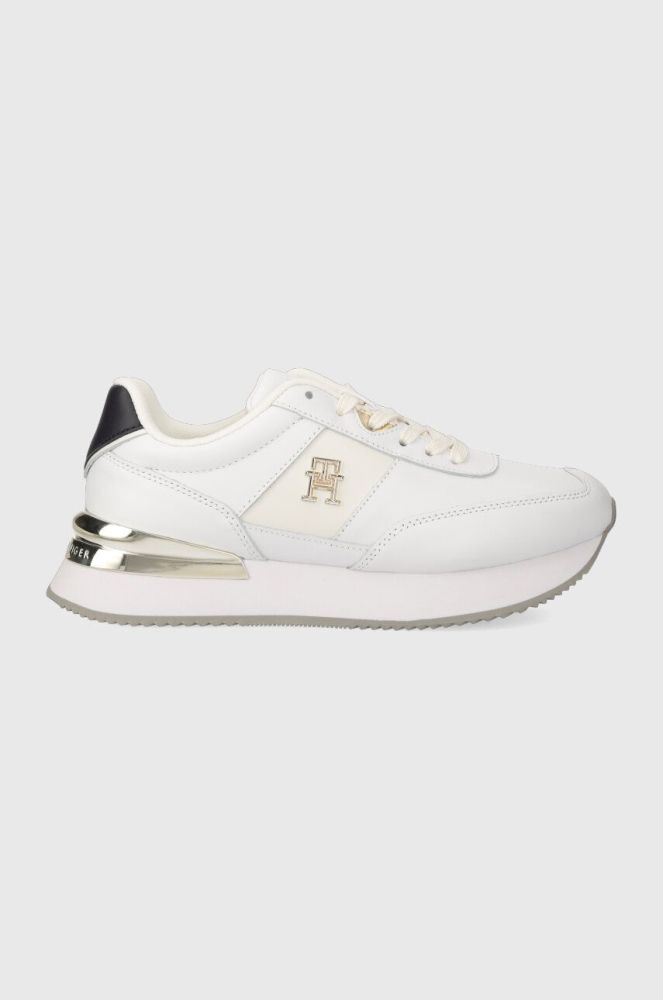 Шкіряні кросівки Tommy Hilfiger TH ELEVATED FEMININE RUNNER GLD колір білий FW0FW07306 (3499366)