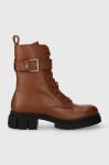 Шкіряні черевики Tommy Hilfiger COOL FEMININE BIKERBOOT жіночі колір коричневий на плоскому ходу FW0FW07322 Шкіряні черевики Tommy Hilfiger COOL FEMININE BIKERBOOT жіночі колір коричневий на плоскому ходу FW0FW07322