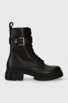 Шкіряні черевики Tommy Hilfiger COOL FEMININE BIKERBOOT жіночі колір чорний на плоскому ходу FW0FW07322 Шкіряні черевики Tommy Hilfiger COOL FEMININE BIKERBOOT жіночі колір чорний на плоскому ходу FW0FW07322