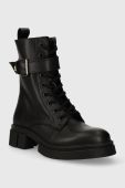 Шкіряні черевики Tommy Hilfiger COOL FEMININE BIKERBOOT жіночі колір чорний на плоскому ходу FW0FW07322 Шкіряні черевики Tommy Hilfiger COOL FEMININE BIKERBOOT жіночі колір чорний на плоскому ходу FW0FW07322