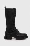 Шкіряні чоботи Tommy Hilfiger COOL MONOCHROMATIC BIKERBOOT жіночі колір чорний на плоскому ходу FW0FW07338 Шкіряні чоботи Tommy Hilfiger COOL MONOCHROMATIC BIKERBOOT жіночі колір чорний на плоскому ходу FW0FW07338