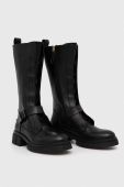 Шкіряні чоботи Tommy Hilfiger COOL MONOCHROMATIC BIKERBOOT жіночі колір чорний на плоскому ходу FW0FW07338