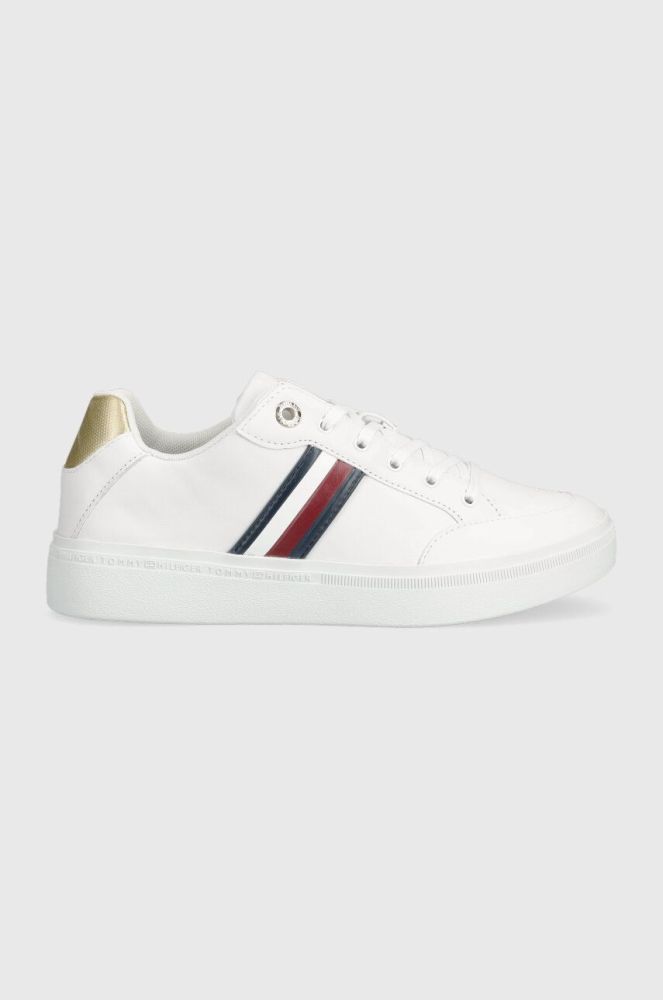 Шкіряні кросівки Tommy Hilfiger ELEVATED GLOBAL STRIPES SNEAKER колір білий FW0FW07446