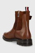 Шкіряні черевики Tommy Hilfiger BELT BOOTIE MATERIAL MIX жіночі колір коричневий на плоскому ходу FW0FW07477