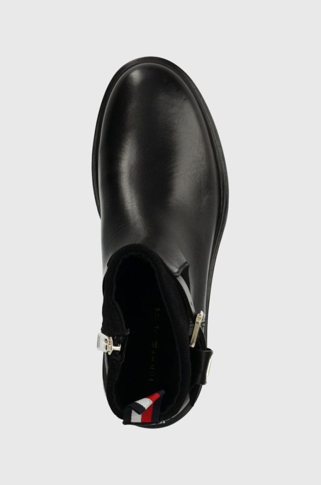 Шкіряні черевики Tommy Hilfiger BELT BOOTIE MATERIAL MIX жіночі колір чорний на плоскому ходу FW0FW07477 фото 4