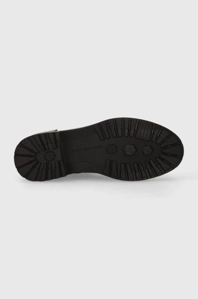 Шкіряні черевики Tommy Hilfiger BELT BOOTIE MATERIAL MIX жіночі колір чорний на плоскому ходу FW0FW07477 фото 5