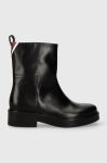 Шкіряні черевики Tommy Hilfiger COOL ELEVATED ANKLE BOOTIE жіночі колір чорний на плоскому ходу FW0FW07487 Шкіряні черевики Tommy Hilfiger COOL ELEVATED ANKLE BOOTIE жіночі колір чорний на плоскому ходу FW0FW07487