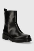 Шкіряні черевики Tommy Hilfiger COOL ELEVATED ANKLE BOOTIE жіночі колір чорний на плоскому ходу FW0FW07487