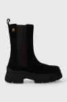 Замшеві черевики Tommy Hilfiger ESSENTIAL SUEDE CHELSEA BOOT жіночі колір чорний на платформі FW0FW07489 Замшеві черевики Tommy Hilfiger ESSENTIAL SUEDE CHELSEA BOOT жіночі колір чорний на платформі FW0FW07489